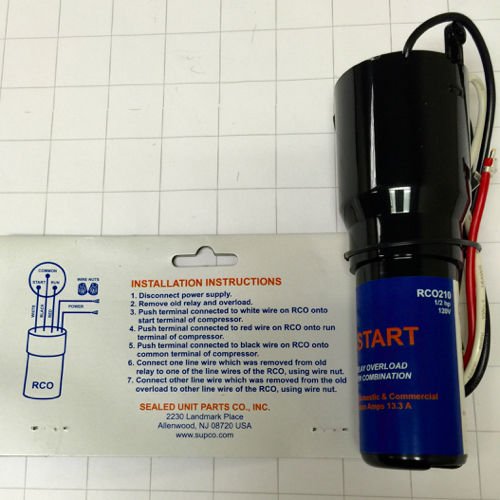 RCO210 Supco Solid State 3 N'1 Relay Overload Hard Start Capacitor 1/2 HP 120V