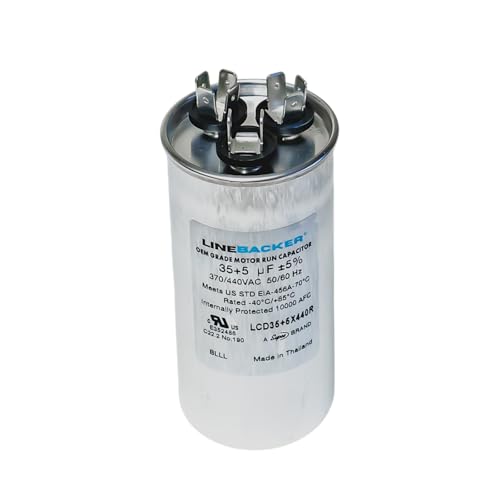 Supco Capacitor Round Dual Run 35 + 5 uf 370/440 Volts for HVAC Motors Compressors LCD35+5X440R Linebacker