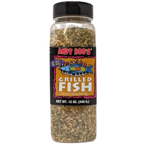 Andy Roo's Salt-Free Grilled Fish Creole Seasoning, 12 Ounce Shaker