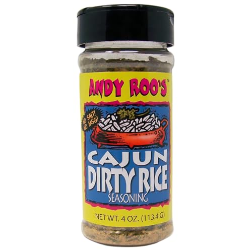 Andy Roo's Salt-Free Cajun Dirty Rice Creole Seasoning, 4 Ounce Shaker