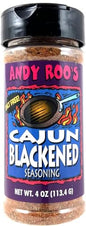 Andy Roo's Cajun Blackened Seasoning, 4 Ounce Shaker (Salt-Free Blend).