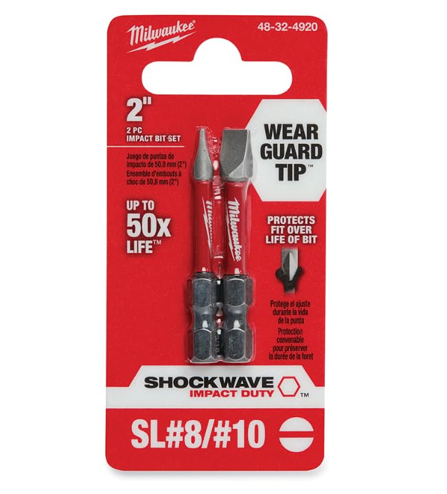 Milwaukee Accessory 48-32-4920 No8/No10 Bit Power Slotted (2 Pack)
