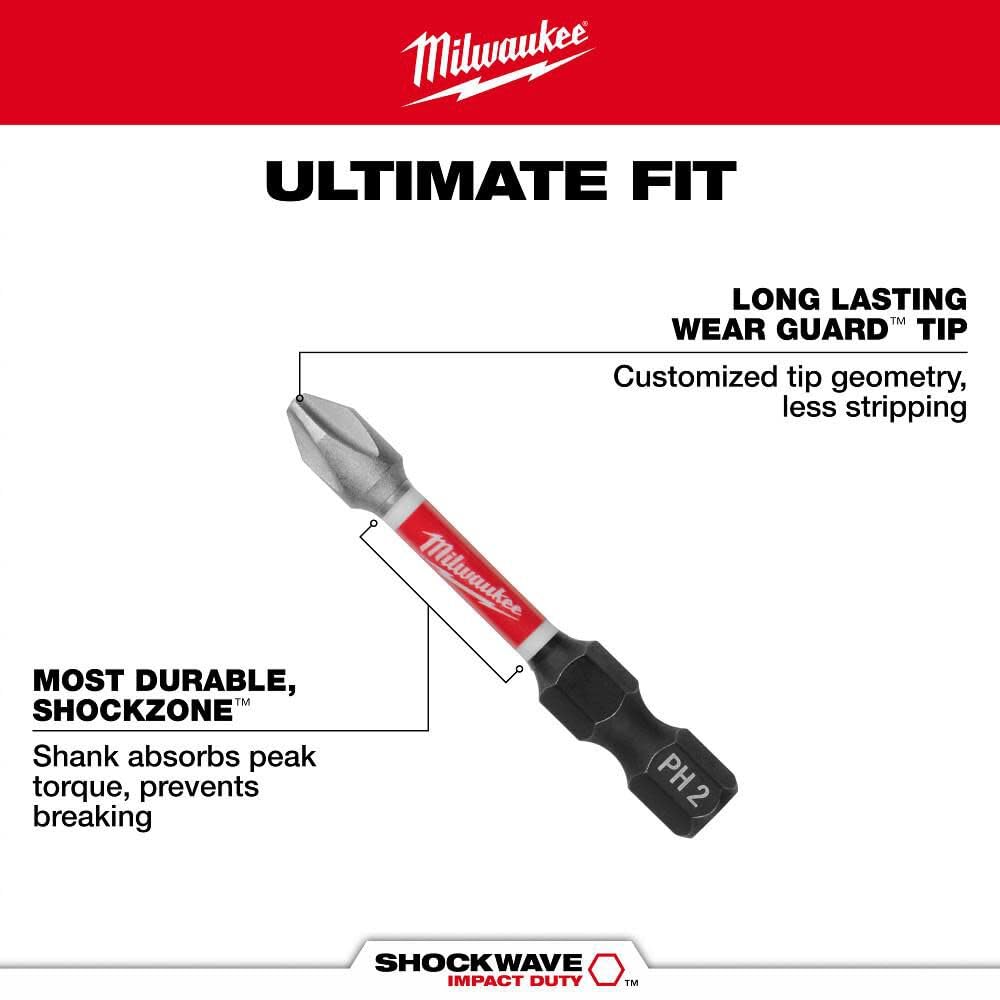 Milwaukee Accessory 48-32-4920 No8/No10 Bit Power Slotted (2 Pack)