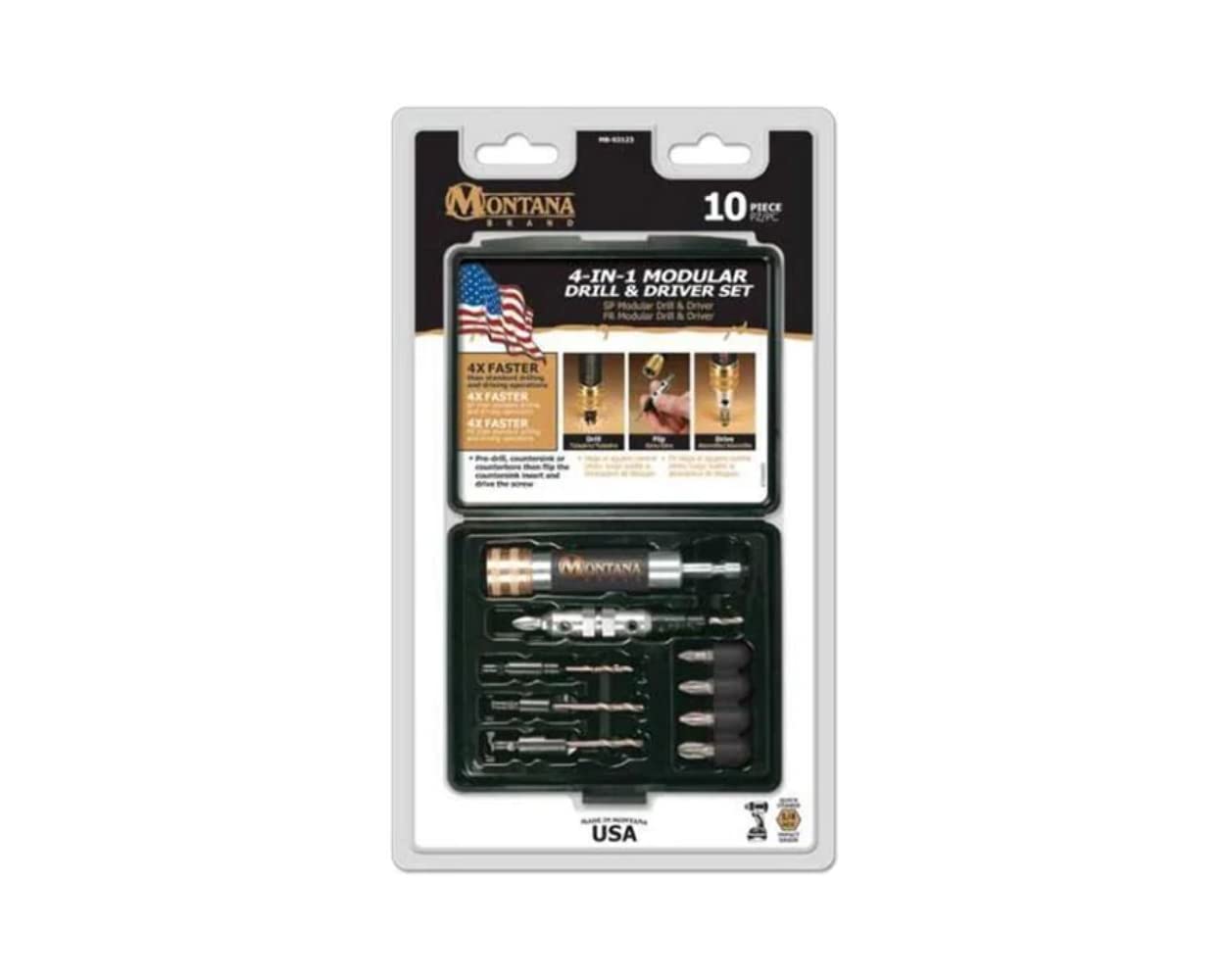 Montana Brand MB-63123 10 Piece Modular Drill & Drive Set (Made in USA)