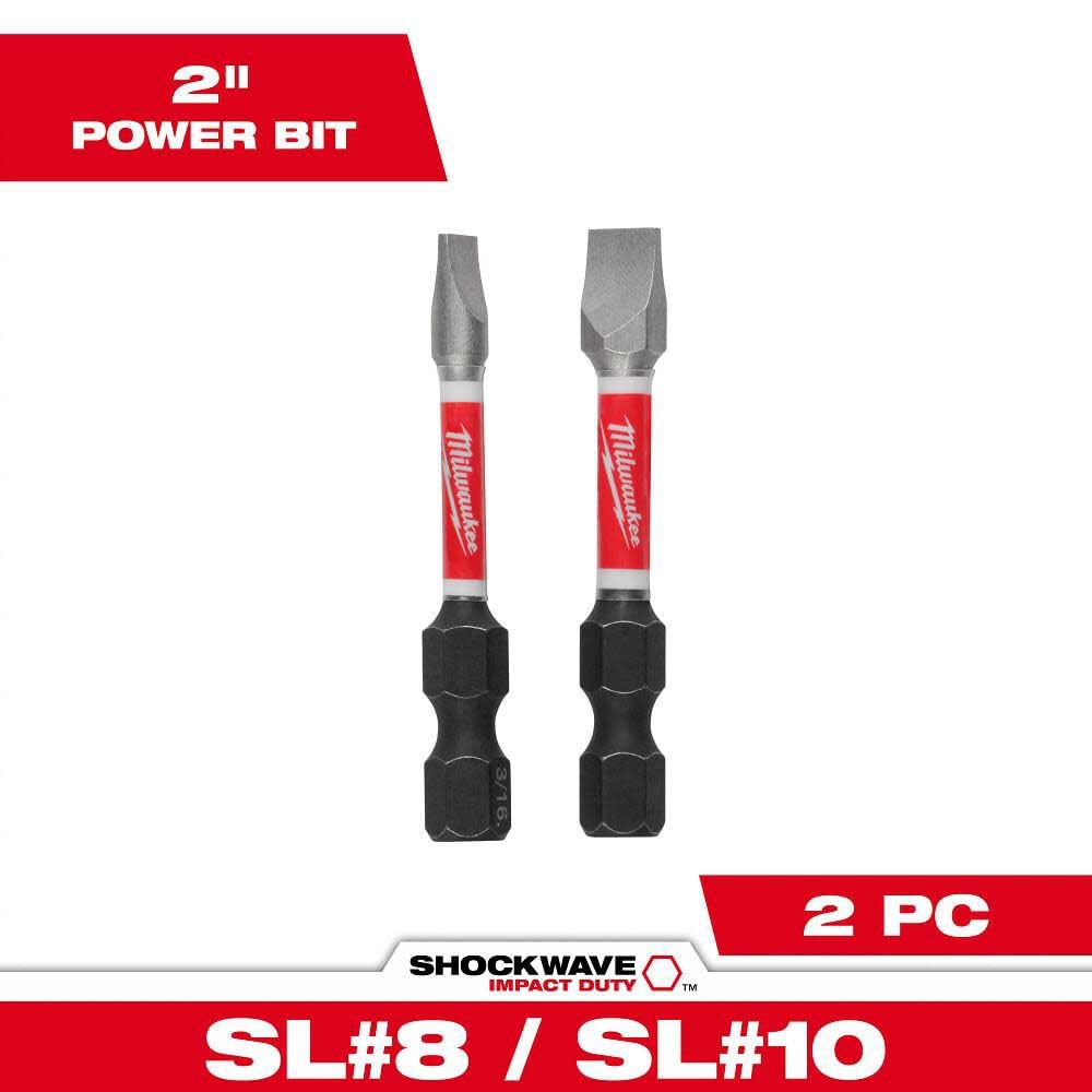 Milwaukee Accessory 48-32-4920 No8/No10 Bit Power Slotted (2 Pack)
