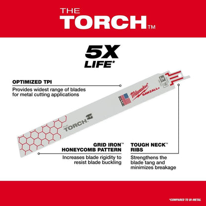 Milwaukee Tool 6" 14 TPI The Torch Sawzall Blade (5 Pk) 48-00-5782