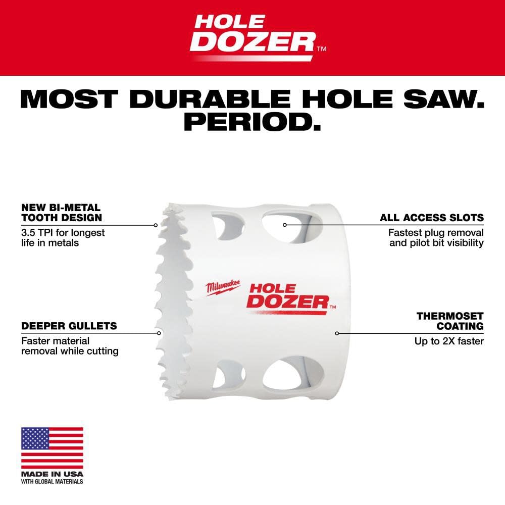 Hole Dozer Hole Saw, Bi-Metal, Dia 3 in