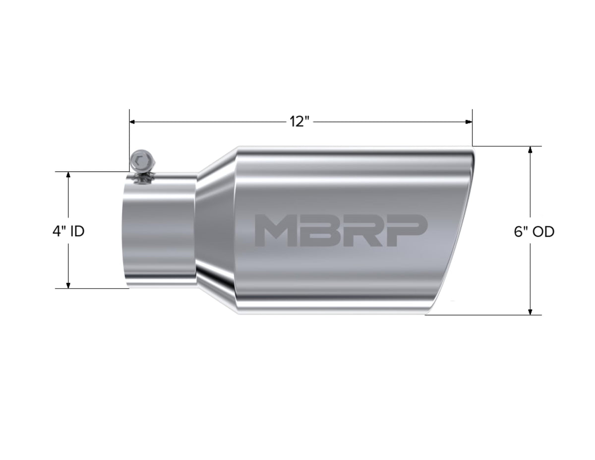MBRP T5073 6" O.D. Angled Rolled Exhaust Tip (T304)