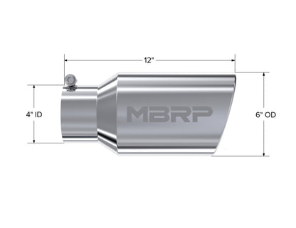 MBRP T5073 6" O.D. Angled Rolled Exhaust Tip (T304)