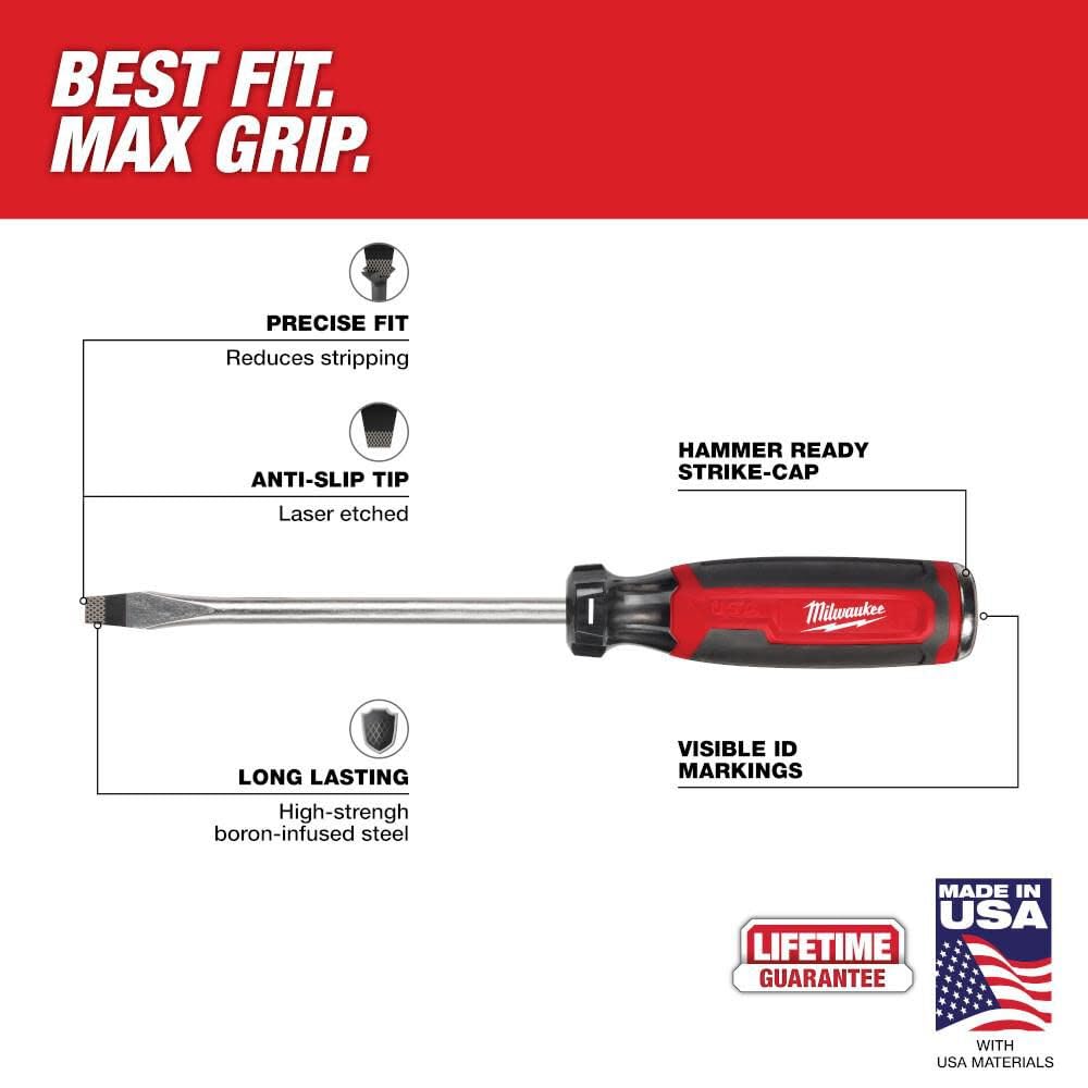 Milwaukee 5/16 in. Slotted 6 in. Demolition Flat Head Screwdriver with Cushion Grip