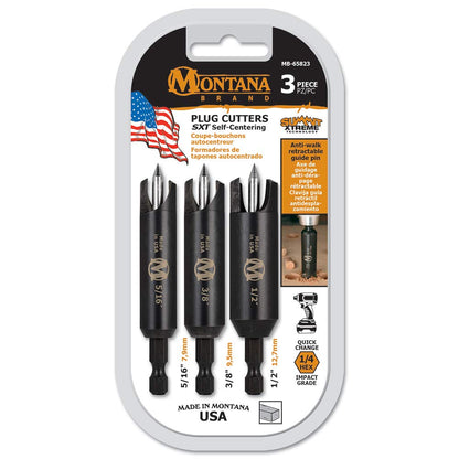 Montana Brands MB-65823 3 Piece Self-Centering Wood Plug Cutters