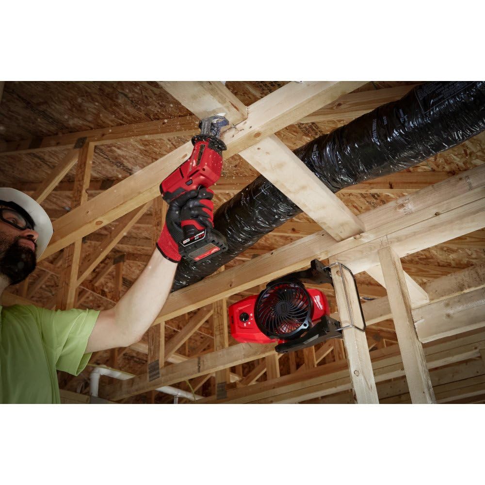 Milwaukee M12 Mounting Fan - Bare Tool Only, No Charger, No Battery, Red, Medium