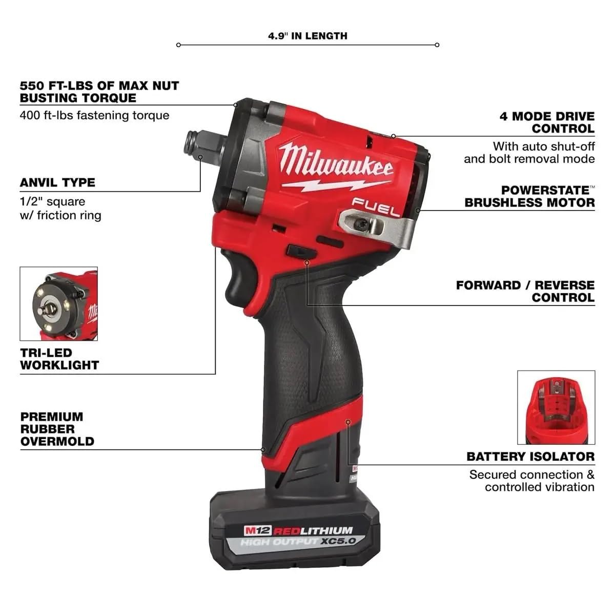 Milwaukee Electric - M12 FUELTRADE Stubby 1/2 Impact Wrench KIT