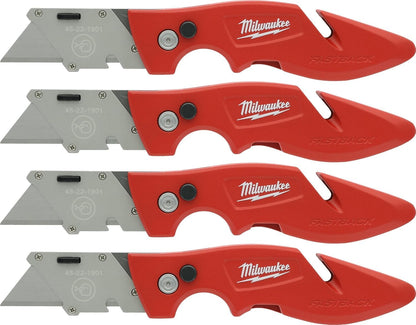 Milwaukee 48-22-1901 Fastback Press and Flip Utility Knife with Belt Clip and Onboard Wire Stripping (Set of 4)