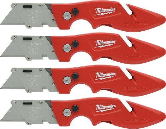 Milwaukee 48-22-1901 Fastback Press and Flip Utility Knife with Belt Clip and Onboard Wire Stripping (Set of 4)