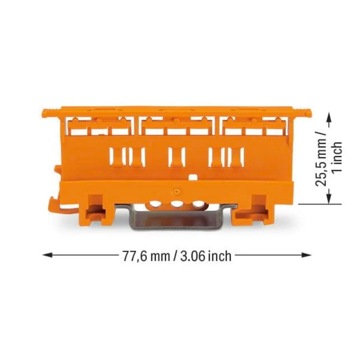 221-500 | WAGO Mounting Carrier | for 221 Series (24 – 12 AWG) | DIN-35 Rail/Panel Mount | Orange | [Box of 10 Pieces]