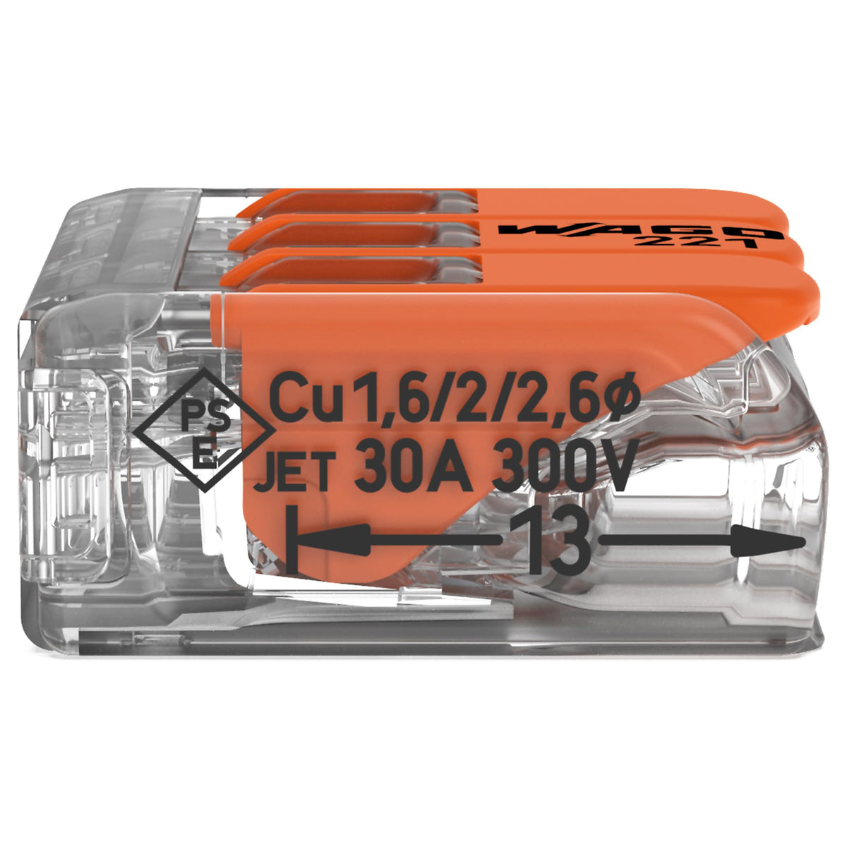 WAGO Lever-Nuts® Splicing Connector | for Solid and Stranded Conductors | Operating levers | 24-12 AWG | Transparent housing