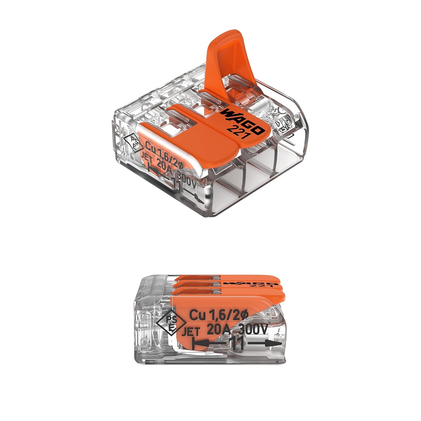 Wago 221-413 Lever-Nuts 3 Conductor Compact Connectors 50 PK