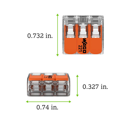 Wago 221-413 Lever-Nuts 3 Conductor Compact Connectors 50 PK