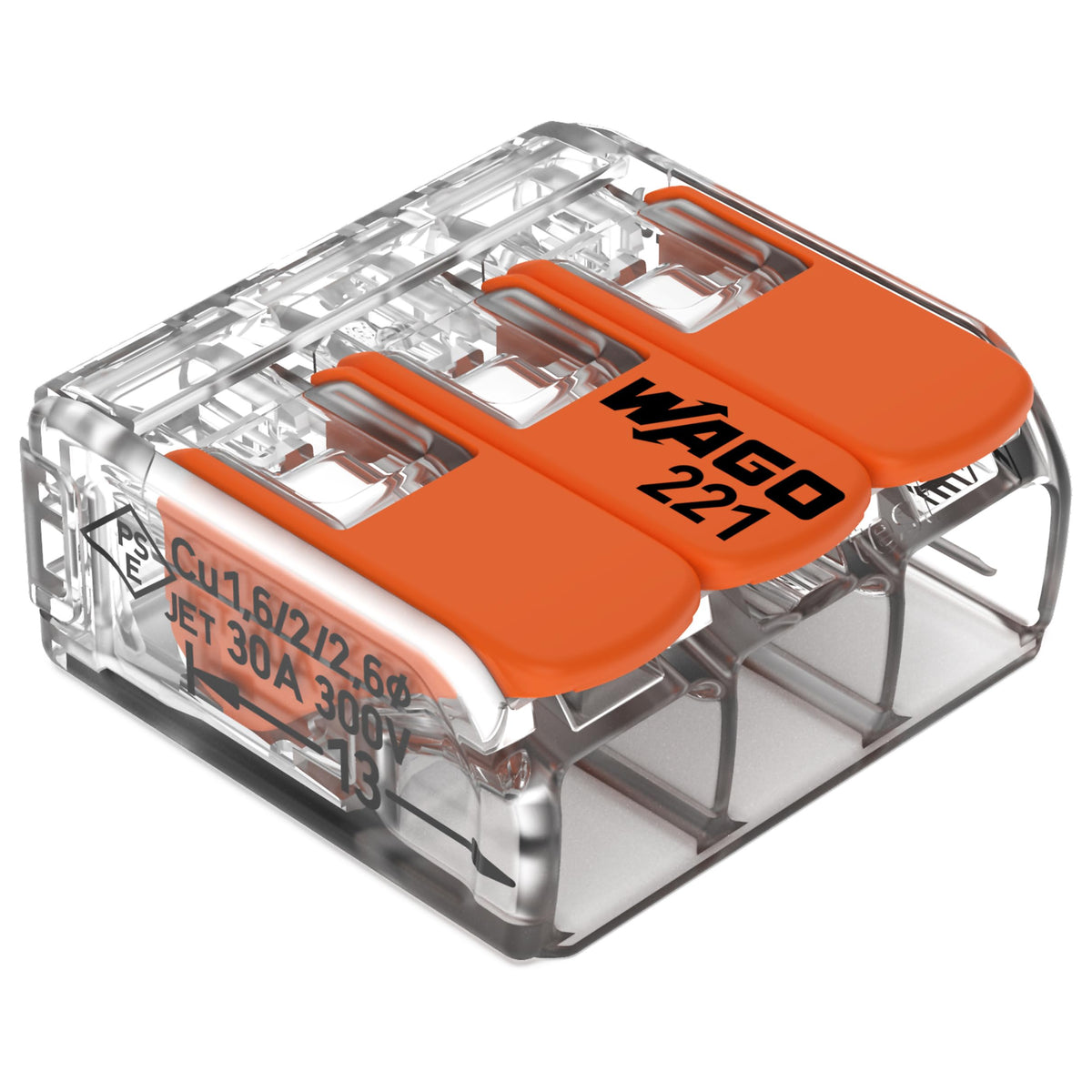 WAGO Lever-Nuts® Splicing Connector | for Solid and Stranded Conductors | Operating levers | 24-12 AWG | Transparent housing