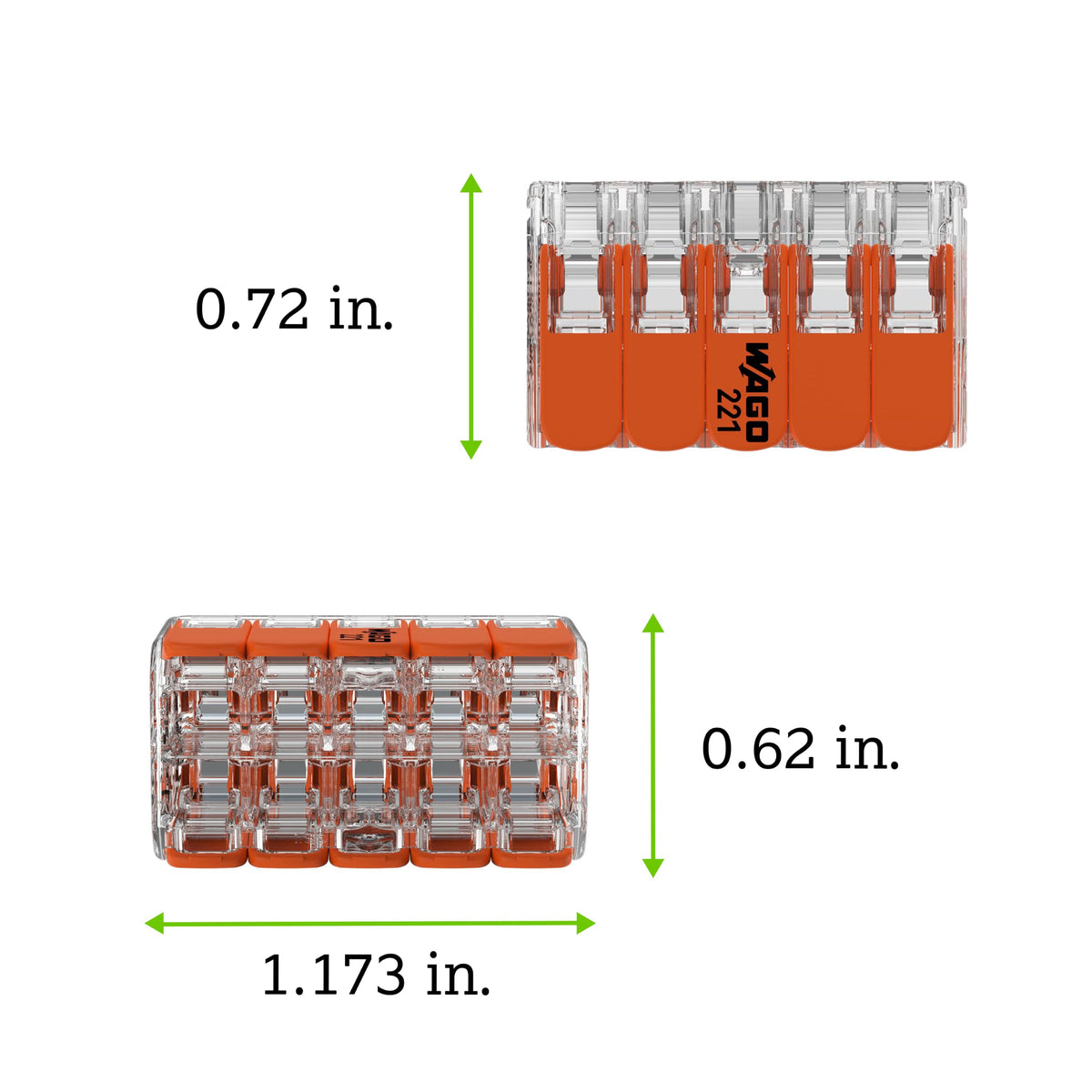 221-420 | WAGO Lever-Nuts® Splicing Connector | for Solid and Stranded Conductors | 10-Conductor with Operating levers | 24-12 AWG | Transparent housing | [Box of 15 Pieces]