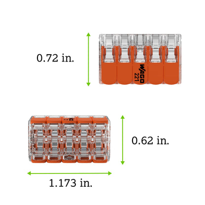 221-420 | WAGO Lever-Nuts® Splicing Connector | for Solid and Stranded Conductors | 10-Conductor with Operating levers | 24-12 AWG | Transparent housing | [Box of 15 Pieces]