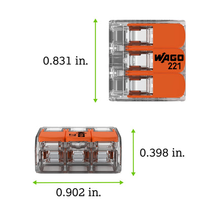 WAGO Lever-Nuts® Splicing Connector | for Solid and Stranded Conductors | Operating levers | 24-12 AWG | Transparent housing