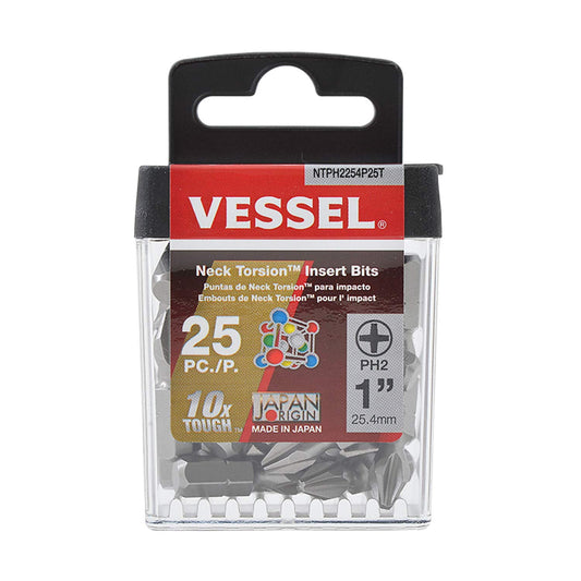 VESSEL - Neck Torsion Insert Bits Ph2X25.4 25Pc (Tictac) (NTPH2254P25T)