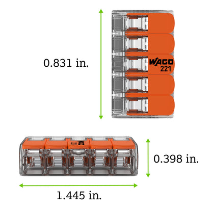 WAGO Lever-Nuts® Splicing Connector | for Solid and Stranded Conductors | Operating levers | 24-12 AWG | Transparent housing