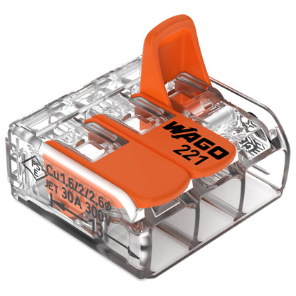WAGO Lever-Nuts® Splicing Connector | for Solid and Stranded Conductors | Operating levers | 24-12 AWG | Transparent housing