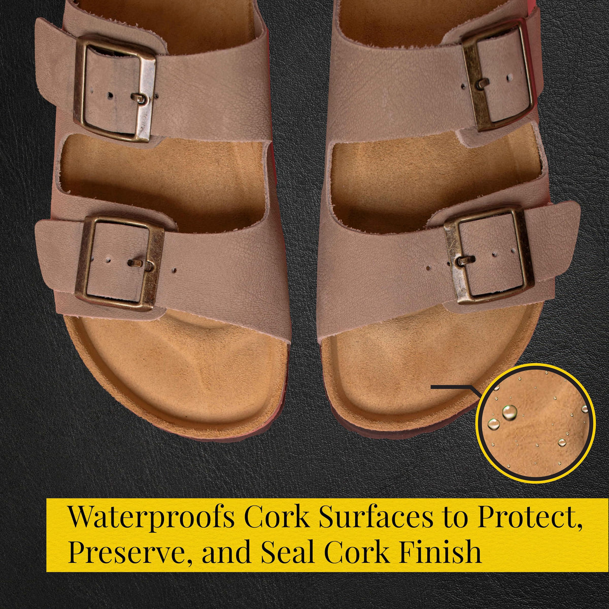 Kelly's Cork Renew Sealer (2.2 fl oz) - Waterproof & Protect Cork Surfaces w/ Brush Applicator - Water Based Formula Dries Clear, Prevents Drying & Breaking Down of Sandles, Shoes, Fishing Rod, Coasters