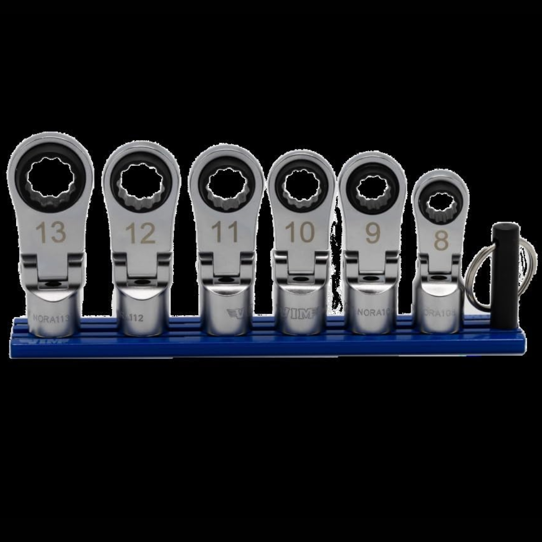 VIM 6 PC. 12PT Nano Flex Offset RATCHETING Attachment Set - 3/8" Drive (8-13MM)